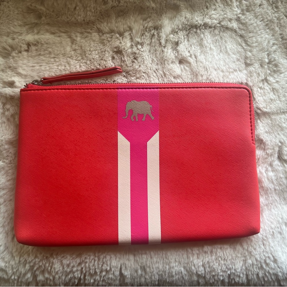 Stella & Dot Orange and White Polka Dot Clutch